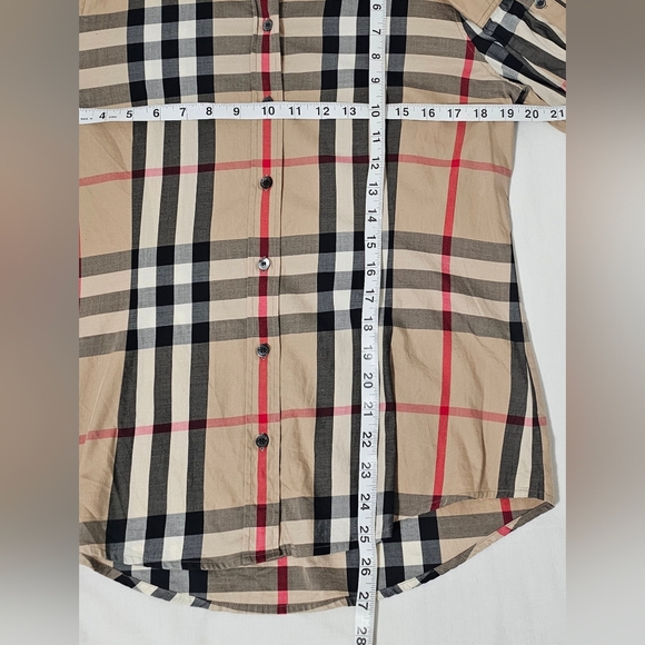 Burberry Brit Nova Check Button Down Shirt Size M/L Classic Plaid Stretch Cotton - Picture 8 of 8